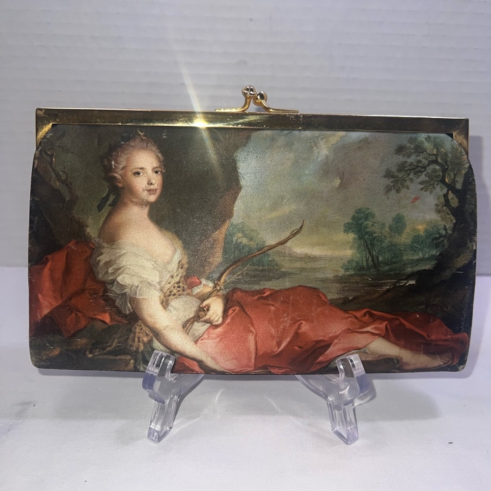 VTG Wallet/Clutch Portrait of Mary Adelaide of France as Diana Made in Italy 60s